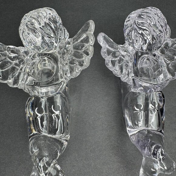 2 Crystal Glass Angel Cherub Candle Holder Figurines -Taper Candles -Centerpiece - Picture 9 of 9